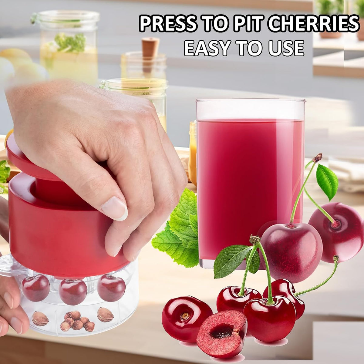 Cherry Pitter Tool,Cherry Pitter Cherry Stone Remover Tool for Making Cherry Jam Cherries Corer Pitter Tool，Cherry Pitter Olive Pitter with Space-Saving Lock Design, Black