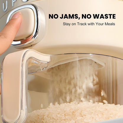 UFORU Rice Dispenser, Rice Storage Container with Measuring Cup for Kitchen Pantry Household, Dry Food Storage Containers Airtight, Sealed Moisture Proof (White 13Lbs)