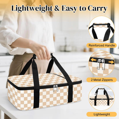 Coobiiya Insulated Casserole Carrier,Lasagna Lugger Tote Keeps Food Hot or Cold,Thermal Lunch Bag Warmer & Cooler Carrier Bag,Portable Tote Bag Fits 9" x 13" Baking Dish for Picnic and Cookout