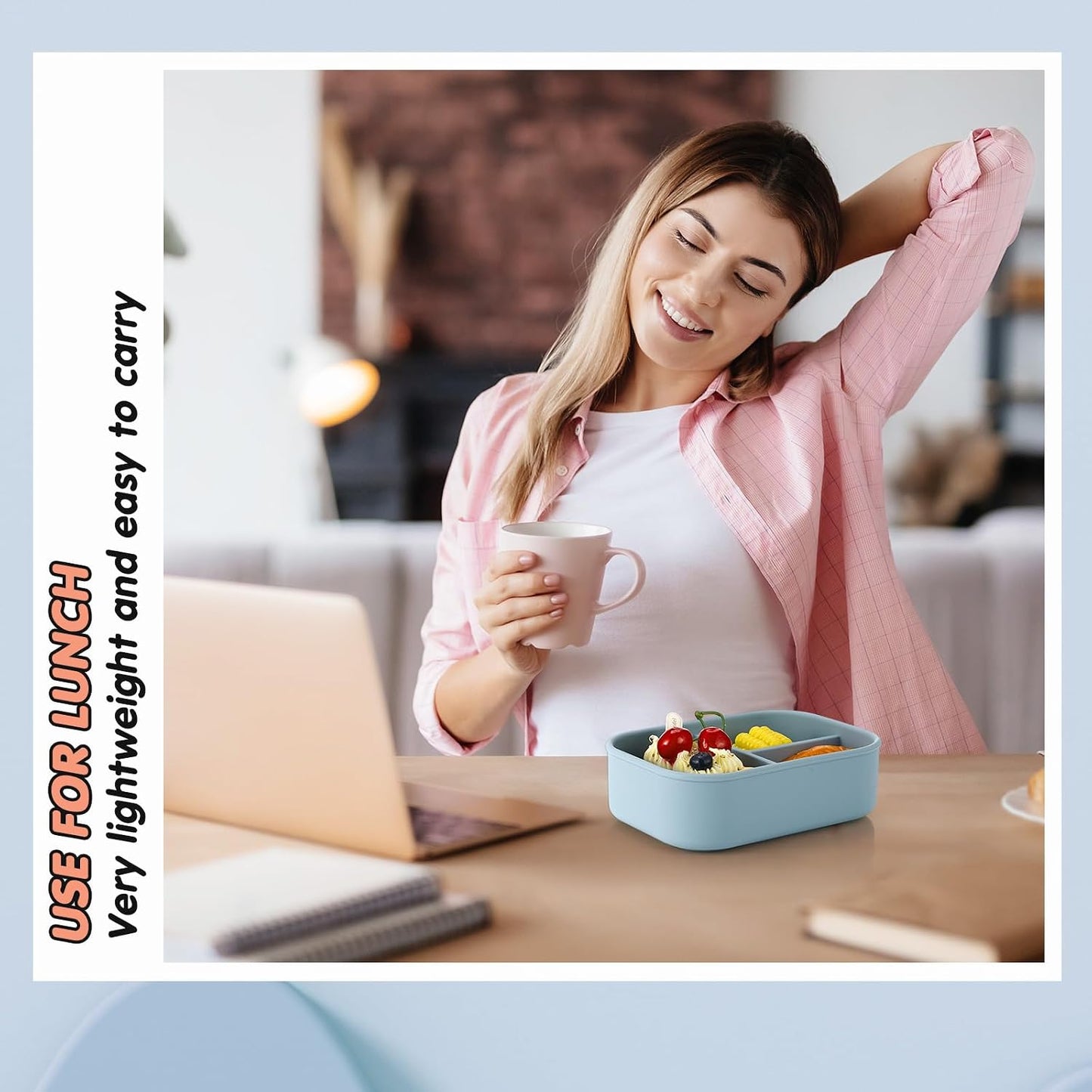 Layhit 4 Pcs Silicone Bento Box for Adults, 27 oz Bento Lunch Container Reusable 3 Compartment Lunchable Food Container for Women Men, Leak Proof Microwave Dishwasher Freezer Safe (Cool Colors)