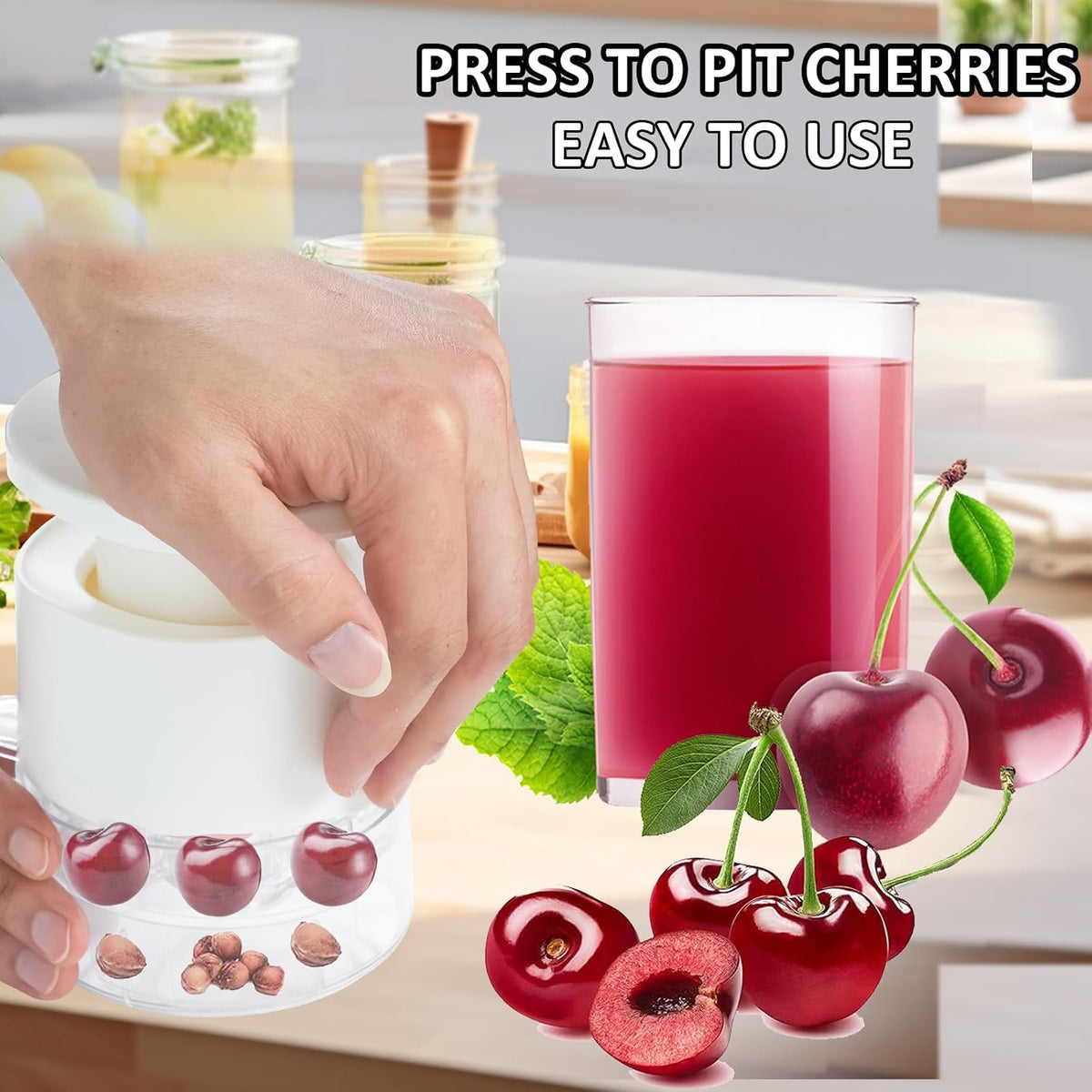 Cherry Pitter Tool,Cherry Pitter Cherry Stone Remover Tool for Making Cherry Jam Cherries Corer Pitter Tool，Cherry Pitter Olive Pitter with Space-Saving Lock Design, Black