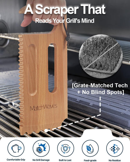 Grill Scraper for Traeger Grills, Grill Grate Cleaner - Safe Bristle-Free Grill Cleaning Tool