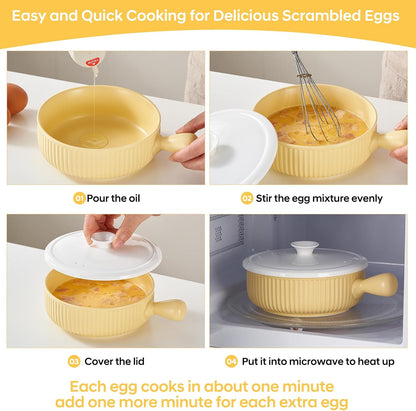 EliteVibe Ceramic Microwave Egg Cooker, Scrambled Egg Maker, White