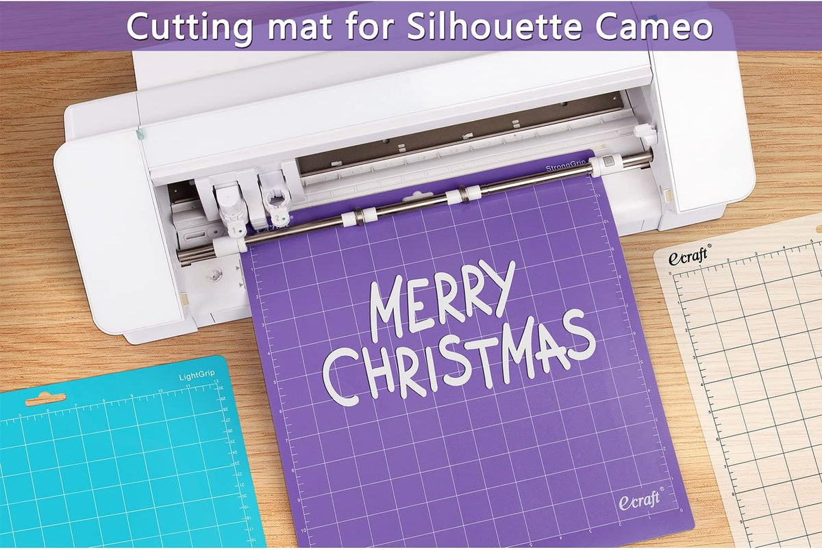 Ecraft 12x12 Cutting Mat for Silhouette Cameo 5/4/3/2/1, Variety Grip (StrongGrip, StandardGrip, LightGrip), Gridded Non-Slip Replacement Mats for Crafts, Quilting & Sewing