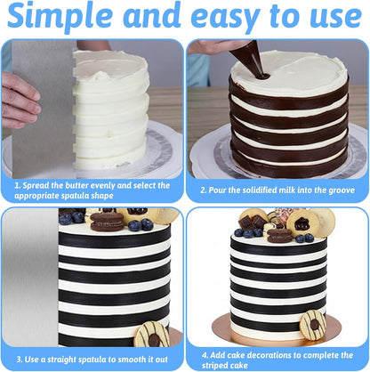 Dual-Edged Stainless Steel Cake Scrapers, 2 Pcs