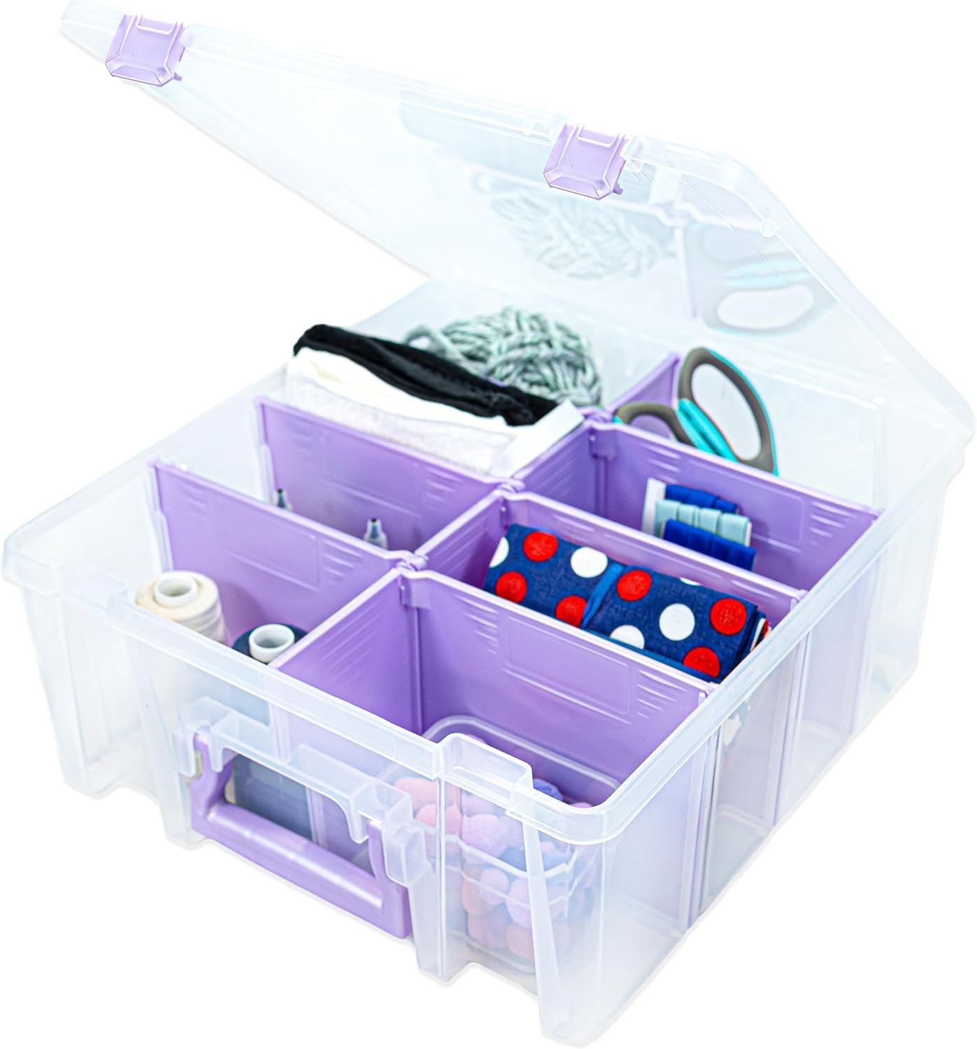 ArtBin 6990SO Super Satchel Double Deep Compartment Box - Art Storage with 8 Removable Compartments, Smart Closure for Craft Supplies (Gold - Pack of 1)