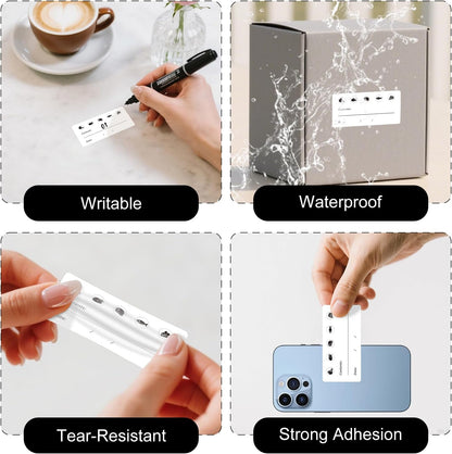500 PCS Food Labels, 1.2x2.4 Inches, Waterproof & Strong Adhesion, Removable No Residue, Clear Food Storage Labels for Jars, Containers, Refrigerator, Freezer, Kitchen Organization