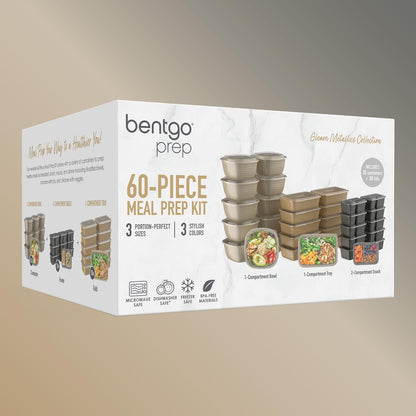 Bentgo Prep 60-Piece Variety Meal Prep Kit - Reusable PFAS & BPA-Free Food Containers 1-Compartment Trays, Prep Bowls, & Snack Boxes - Microwave, Freezer, & Dishwasher Safe (Rich Shades)