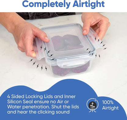 Chef's Path 28 Piece Airtight Food Storage Containers with Easy Snap Lids, 14 Containers and Lids, Stackable Kitchen and Pantry Canisters for Coffee, Meal Prep and Food Storage -Transparent
