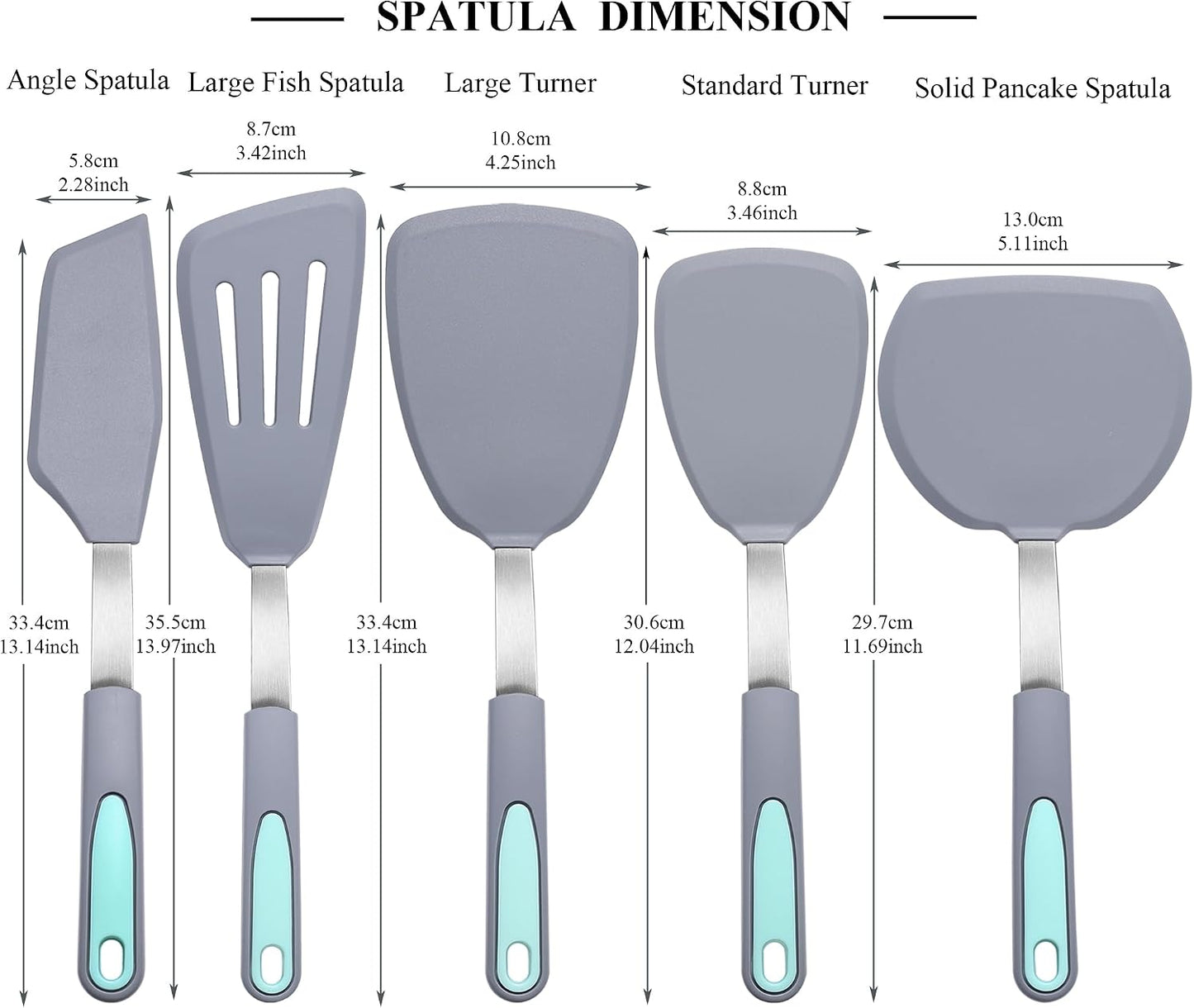 To encounter 3 Pieces Silicone Spatula Set, Heat Resistant Flexible Turner Spatulas, Nonstick Cookie Spatula, Fish Spatula, Dishwasher Safe, Navy Blue