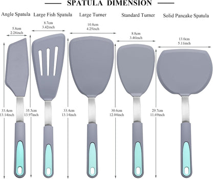 To encounter 3 Pieces Silicone Spatula Set, Heat Resistant Flexible Turner Spatulas, Nonstick Cookie Spatula, Fish Spatula, Dishwasher Safe, Navy Blue