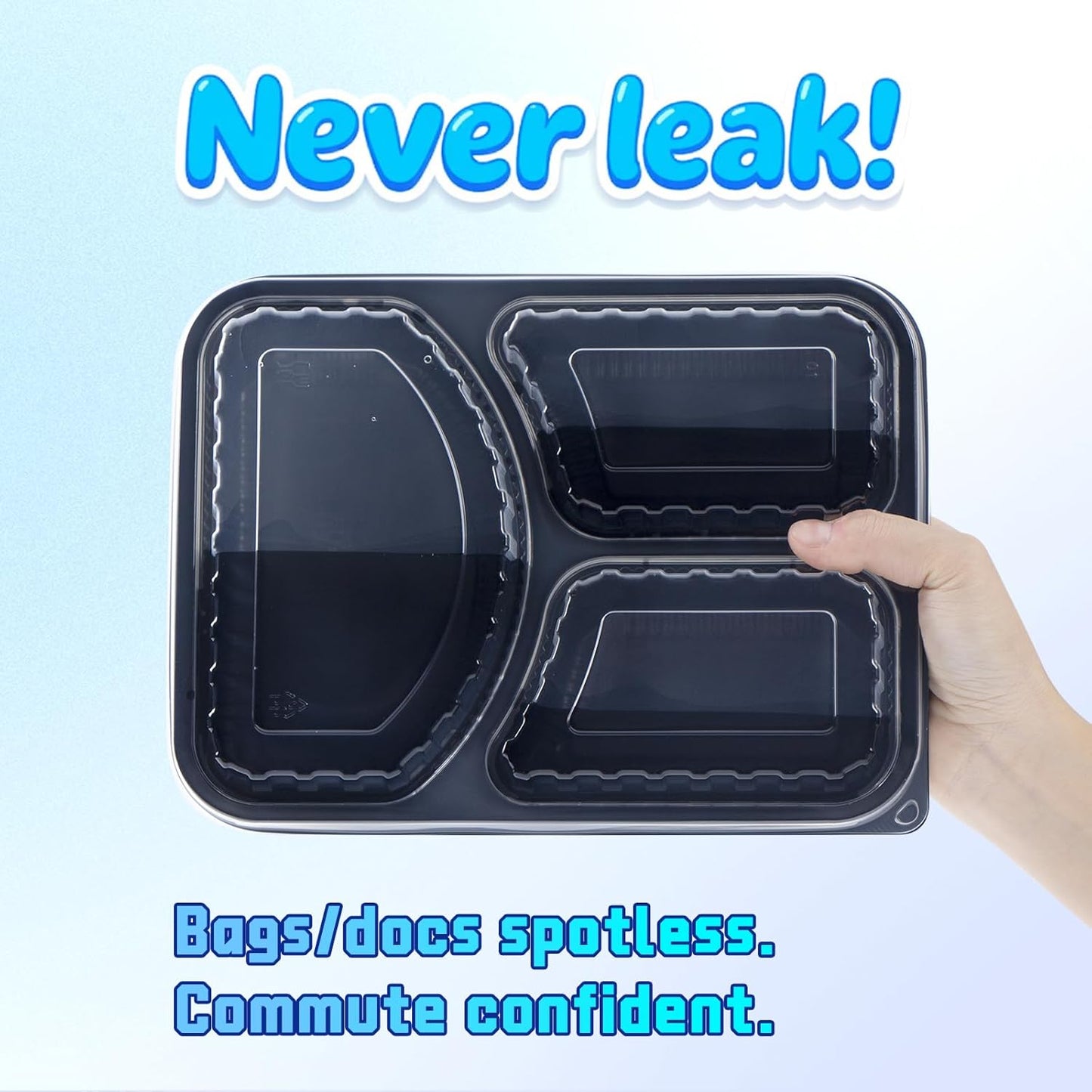 YANGRUI Meal Prep Container with Lid 40 Pack 34 oz - Reusable 4 Compartment Quad Seal Leak Defense Food Containers | BPA Free Flexible PP Plastic | Shrink Wrap Microwave & Dishwasher Safe Takeout Box