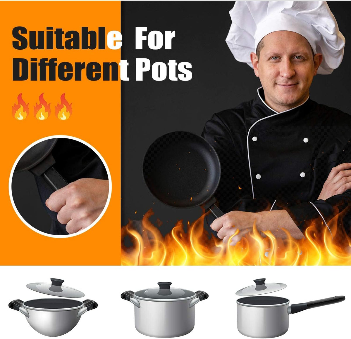 10Pcs Cast Iron Handle Cover, Silicone Pot Holders