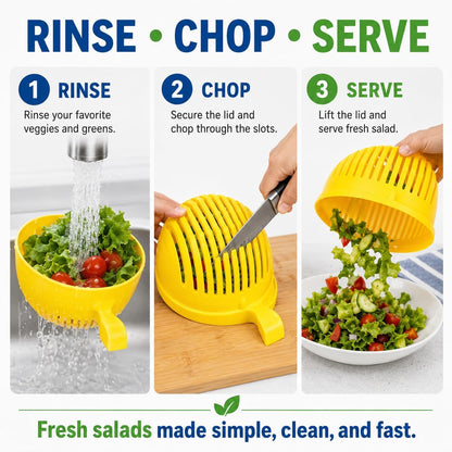 Salad Chopper Bowl with Slits, Fruit Vegetable Cutter, White