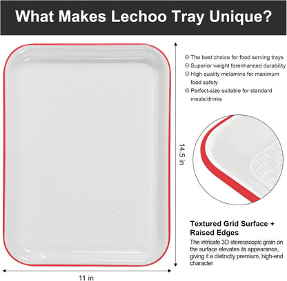 2pcs Melamine Serving Trays Set Two Tone 14.5" x 11" Large White Black Reusable Serving Platters for Cookie, Appetizer, Snack, Dessert, Party Food Display, Rectangular Party Trays and Platters