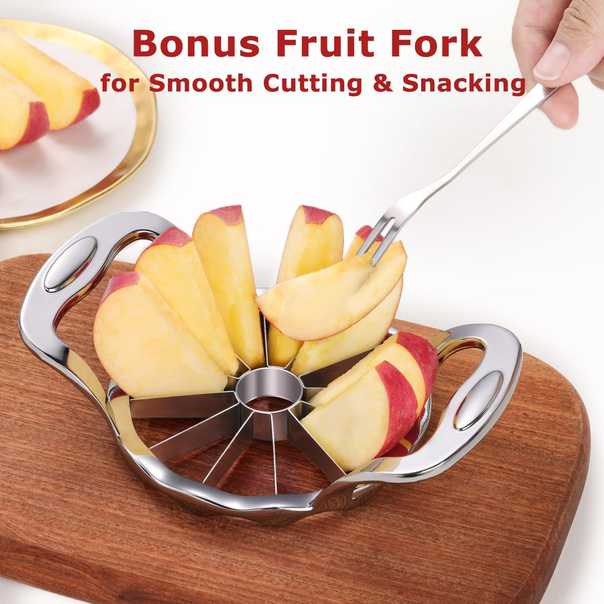 Apple Slicer and Corer,12‑Slice Stainless Steel,3 Forks & Brush
