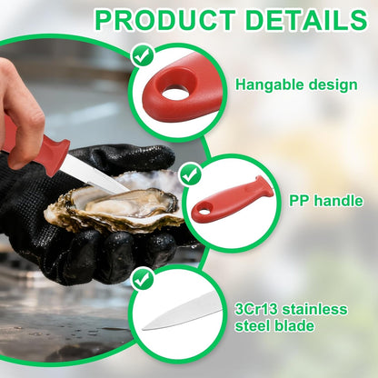 uxcell 12 Pcs Stainless Steel Oyster Shucking Knife, Oyster Shucking Shell Opener Knife Non-Slip for Shellfish Opening Seafood Restaurants Home Use, Green