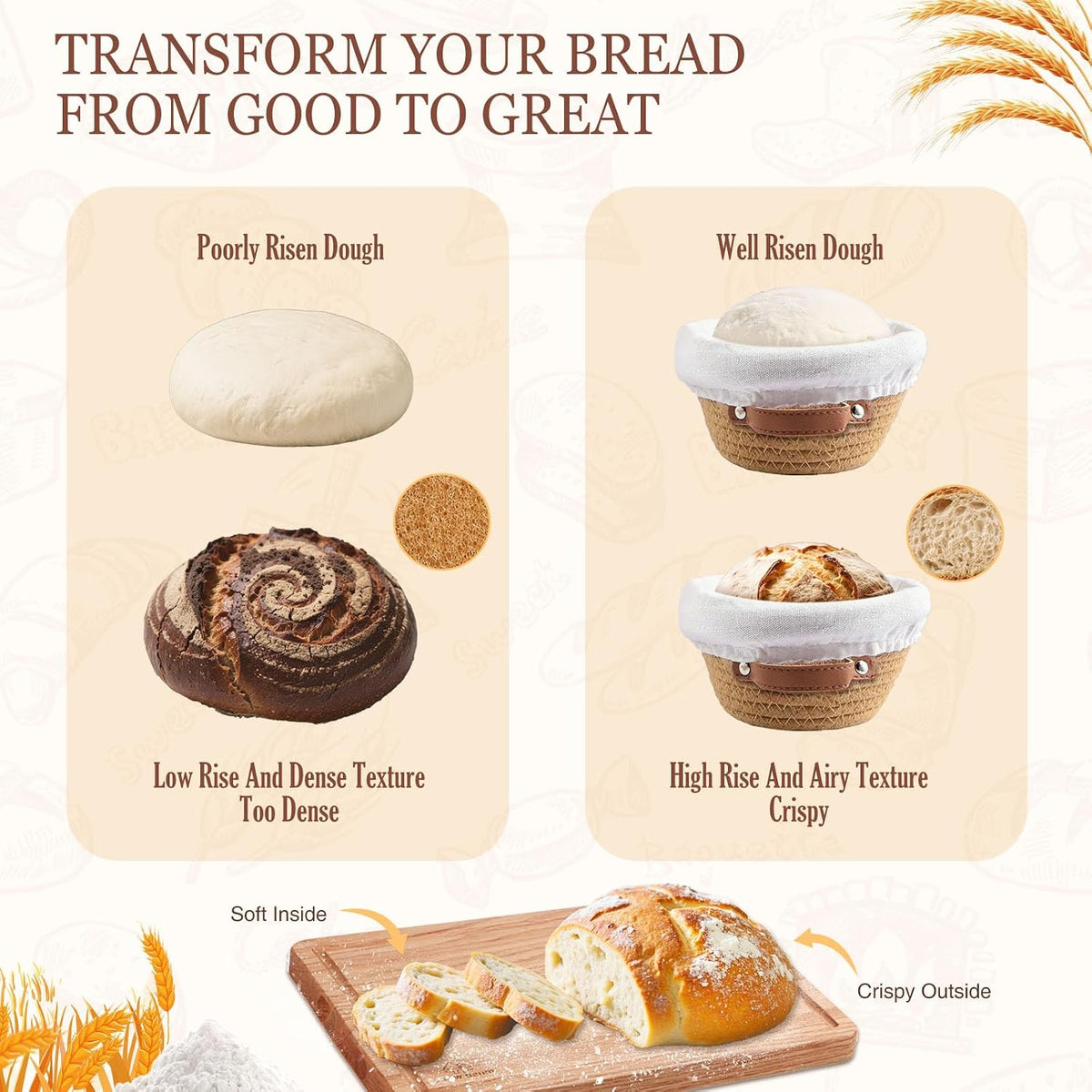 Sourdough Starter Kit, Sourdough Bread Baking Supplies, Sour Dough Starter Kits, Woven Bread Proofing Basket, Sourdough Kit Jar Sour Dough Bread Making Tools Kit Accessories, Gifts for Women Mom Wife