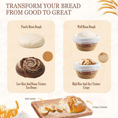 Sourdough Starter Kit, Sourdough Bread Baking Supplies, Sour Dough Starter Kits, Woven Bread Proofing Basket, Sourdough Kit Jar Sour Dough Bread Making Tools Kit Accessories, Gifts for Women Mom Wife