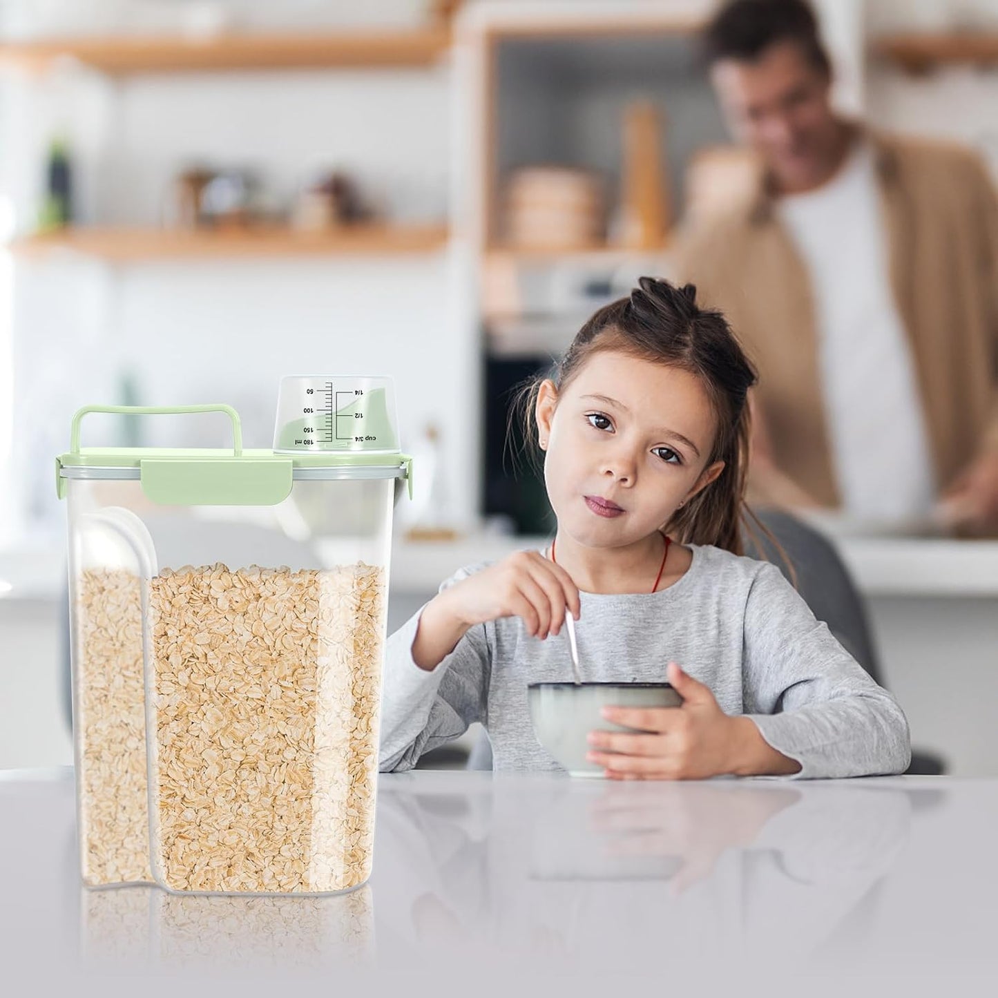 TBMax Rice Container 10 Lbs, Cereal Container Oatmeal Storage, Airtight Food Dispenser with Easy-pouring Spout & Handy Cup for Flour Grain Beans, Pet Dog Cat Bird Food Storage Container