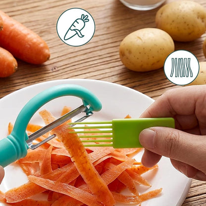 7PCS Julienne Peeler Set, Multifunctional Vegetable Peeler, Multi Functional Vegetable Peeler, Veggie Peeler for Kitchen Use, Cabbage Peeler with Stainless Steel Blades