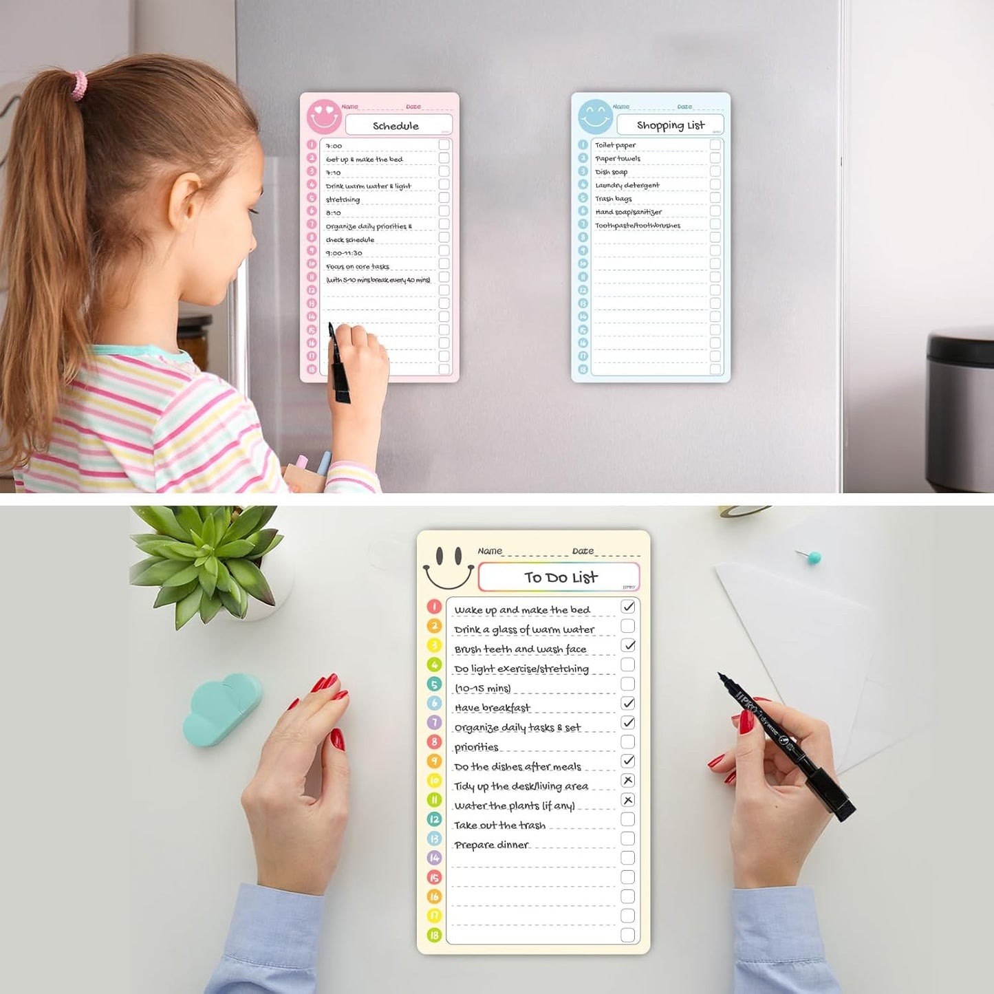 JJPRO Magnetic Monthly Calendar Whiteboard Set for Refrigerator-Monthly Planning Board, Weekly Menu Planner and to Do List for Fridge with 6 Markers-14.5" x11