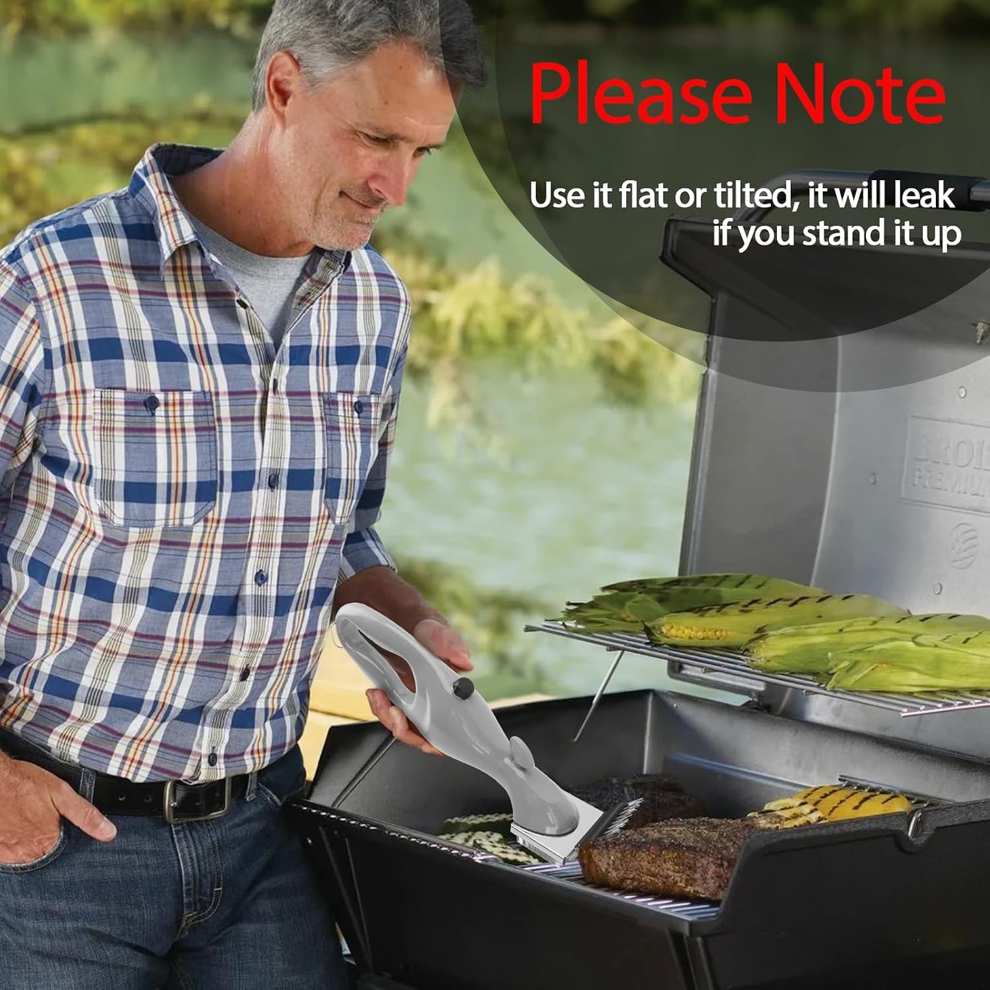 Portable Steam Grill Brush, Portable Stainless Steel BBQ Cleaner for Cast Iron, Ceramic Grills for Outdoor
