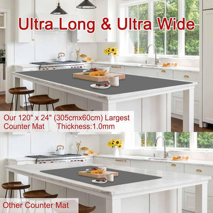Silicone Mats for Kitchen Counter, 47.3"x23.6"x0.08" Largest Heat Resistant Mat Kitchen Island Waterproof 2MM Thick Countertop Protector Mat Nons-slip Extra Large Counter Mat (Black)