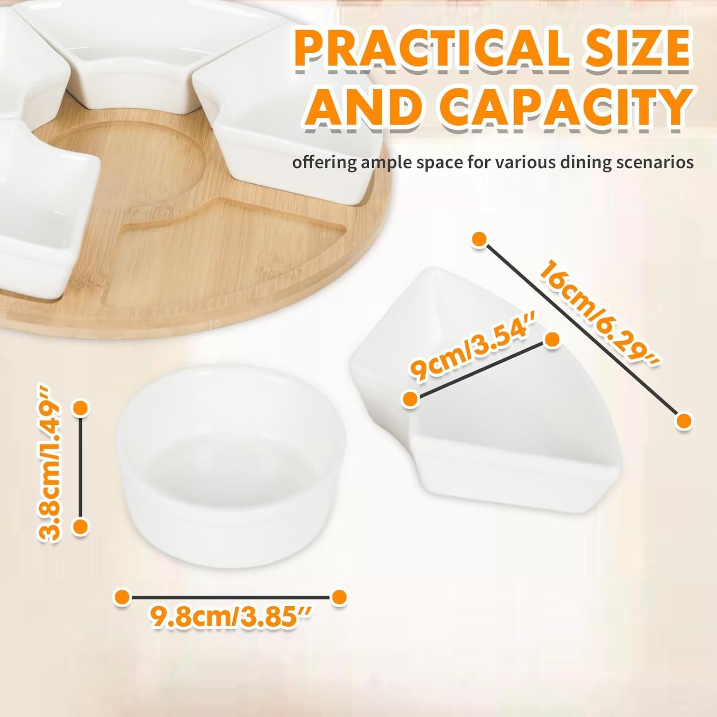 Snackle Box Taco Bar Serving Set for a Party - Divided Lazy Susan Serving Tray - Taco Tuesday Kit - Chip and Dip Serving Set for Party - PET Rotating Appetizer Serving Tray (12"x3.9")