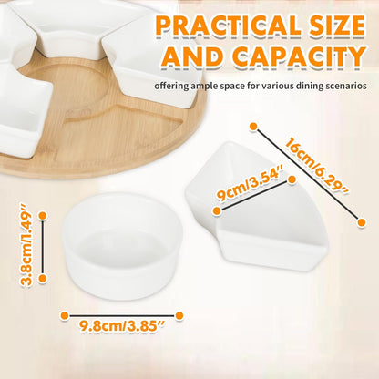 Snackle Box Taco Bar Serving Set for a Party - Divided Lazy Susan Serving Tray - Taco Tuesday Kit - Chip and Dip Serving Set for Party - PET Rotating Appetizer Serving Tray (12"x3.9")