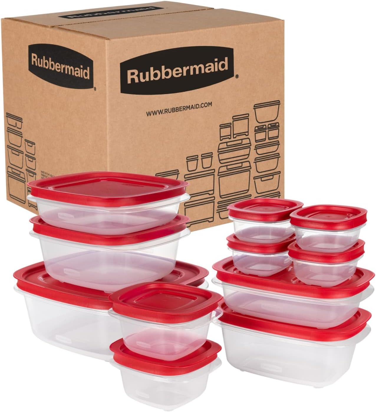 Rubbermaid EasyStore Large Containers, 18-Piece Set, Food Storage Containers with Lids