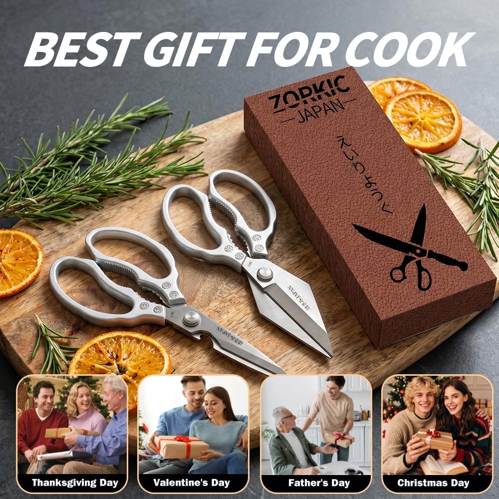 Kitchen Scissors Set Gold, Kitchen Shears, Sharp Meat Cutting Scissor Dishwasher Safe, Poultry Shear Heavy Duty, Japan Cooking Kitchen Scissors for Food Chicken Shears, Gifts for Men Women