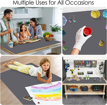 Extra Large Silicone Mat, 31.5x23.6 Inch Heat Resistant Mat for Kitchen Counter, Non Stick Silicone Baking Mat for Dough and Pastry, Thick Silicone placement Countertop Protector, Black countertop mat