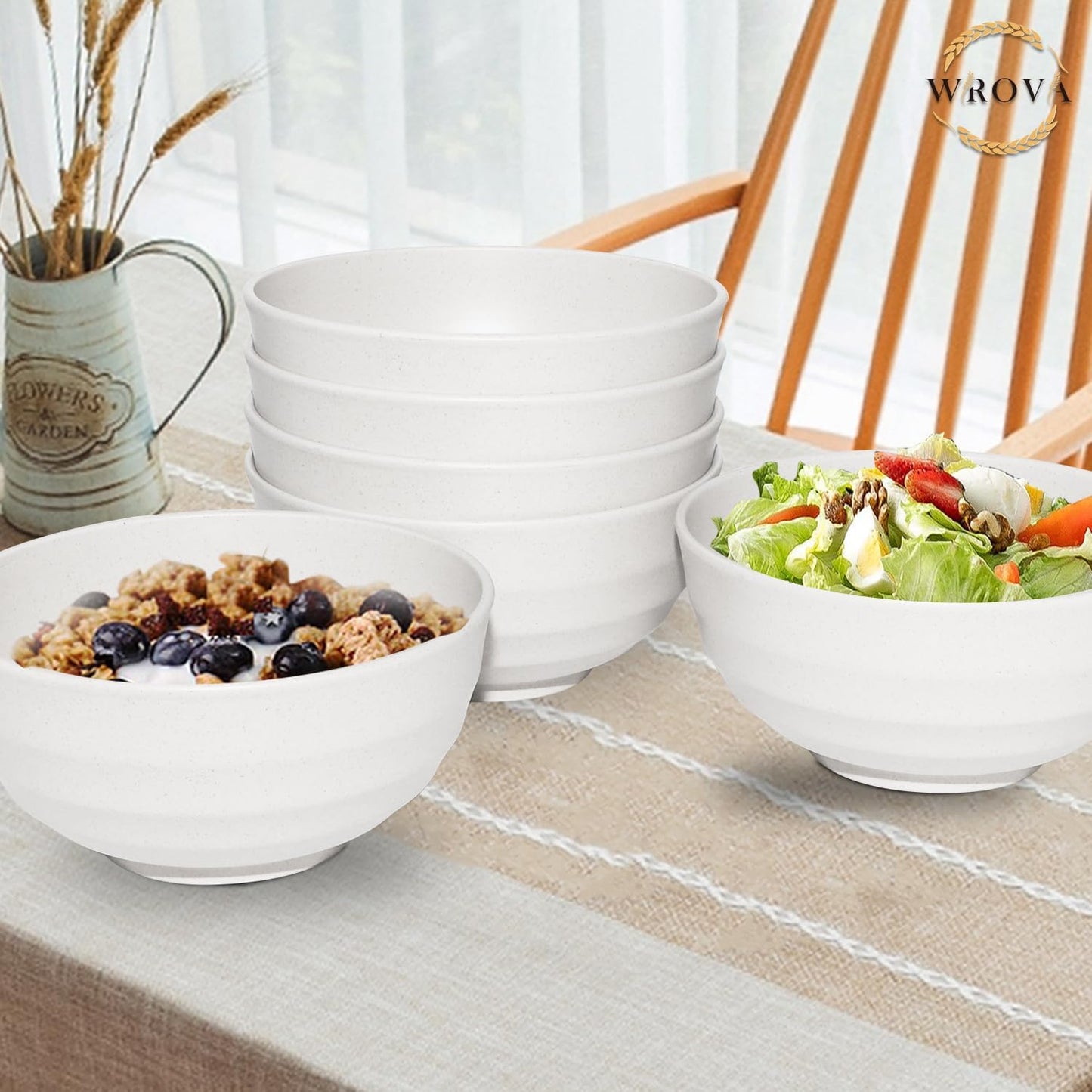Wheat Straw Bowl Sets,8 PCS Unbreakable Cereal Bowl 26 OZ,Microwave and Dishwasher Safe Bowls,Bowl Sets for Camping and Picnic BPA Free Colorful Salad Bowls for Serving Soup,Oatmeal and Fruit Etc…