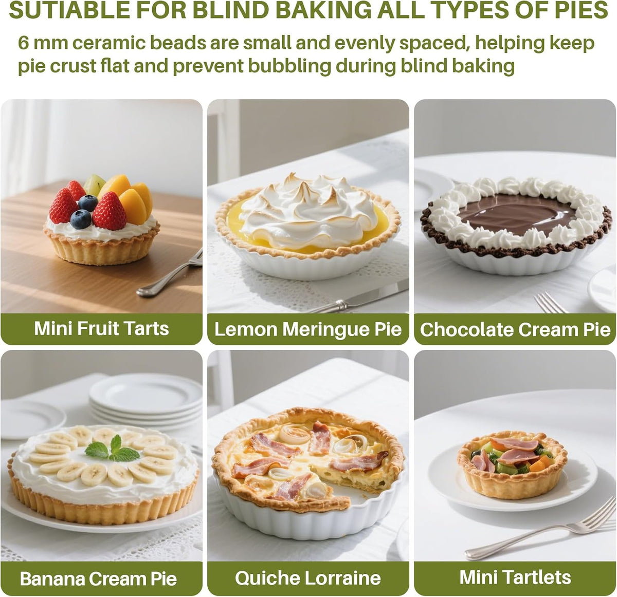 Sukh Pie Weights for Baking 0.92LB - Ceramic Baking Beans for Blind Baking