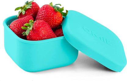OmieBox Silicone Leakproof Snack Containers To Go, Food Storage Containers with Lid, School Lunch Bento Container - BPA Free, Airtight, Dishwasher and Freezer Safe, Oven Safe - 9.4 ounces (Pink)