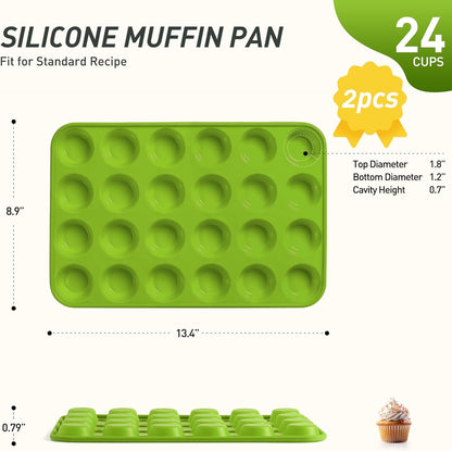 2 Pack 12 Cups Silicone Muffin Pan with Metal Reinforced Frame Regular Size Silicone Molds Cupcake Cake Baking Pans Cookie Baking Chocoflan Cupcake Mold Nonstick Muffin Tin Home Baking Supplies