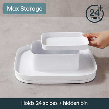 YouCopia MagicTrack Turntable with 4 Bins, Rectangle Lazy Susan Organizer