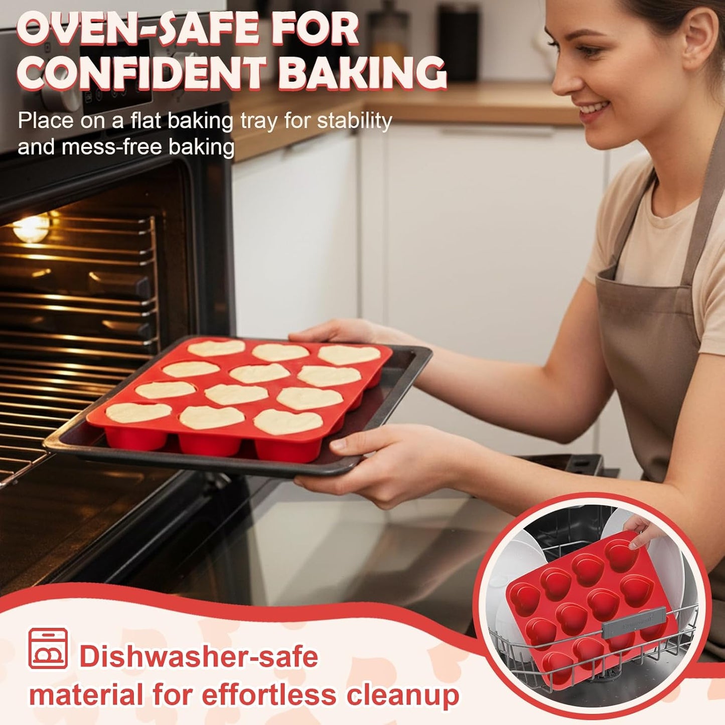 HKNMTT Silicone Muffin Pan for Baking, Cupcake Egg bites Brownie Mold 12 Cup Regular Size, Oven Safe BPA Free kitchen Appliances