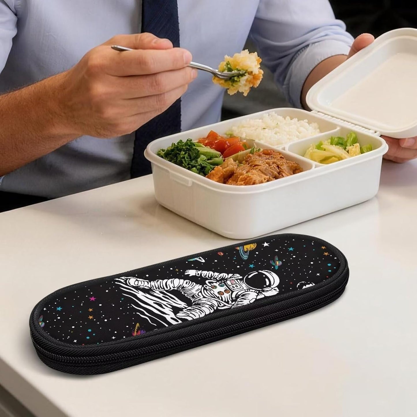 Travel Cutlery Set with Case for Kids Portable Utensil Case Reusable Silverware Pouch for School Travel Lunch Capybara Flower
