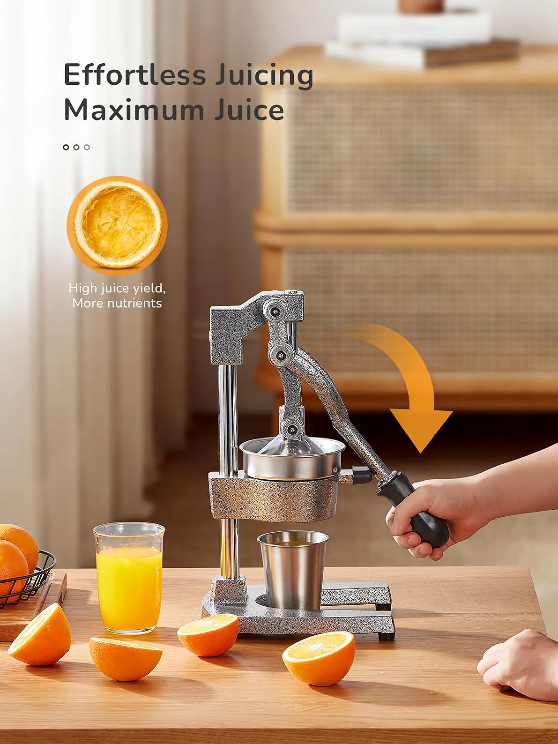 QCen Manual Citrus Juicer Cast Iron Heavy Duty Orange Press