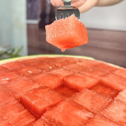 2Pcs Watermelon Cutter Slicer Tool, Stainless Steel 2-in-1 Watermelon Fork Slicer, Portable Watermelon Fork Watermelon Cutter Slicer Tool Fruit Forks Slicer for Home Party Camping Kitchen (2, Silver)