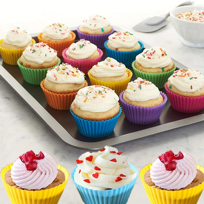 Reusable Silicone Cupcake Liners & Muffin Molds, 6 Pack, 2.36 Inch Non-Stick, Heat-Resistant Rainbow Baking Cups, Eco-Friendly, Dishwasher Safe, Flexible Oven Bakeware