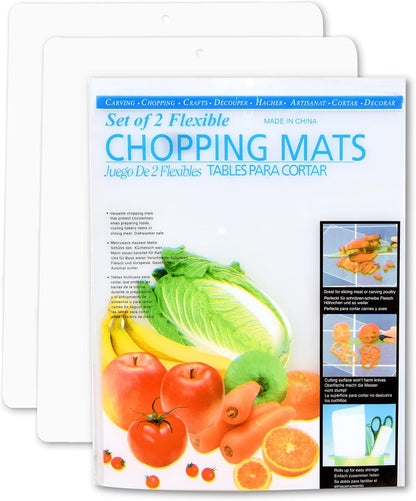 Kitchen Cutting Board | Flexible Chopping Mats | Food Safety | Hanging Hole for Easy Drying | 12x15” Size | Set of 2