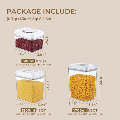 UFORU Food Storage Containers with Twist-lock Lids,2.6Qt 2Pcs Airtight Food Storage Containers, BPA-Free Stackable Kitchen Pantry Organizers and Storage, Rotary Opening Flour and Sugar Container Sets