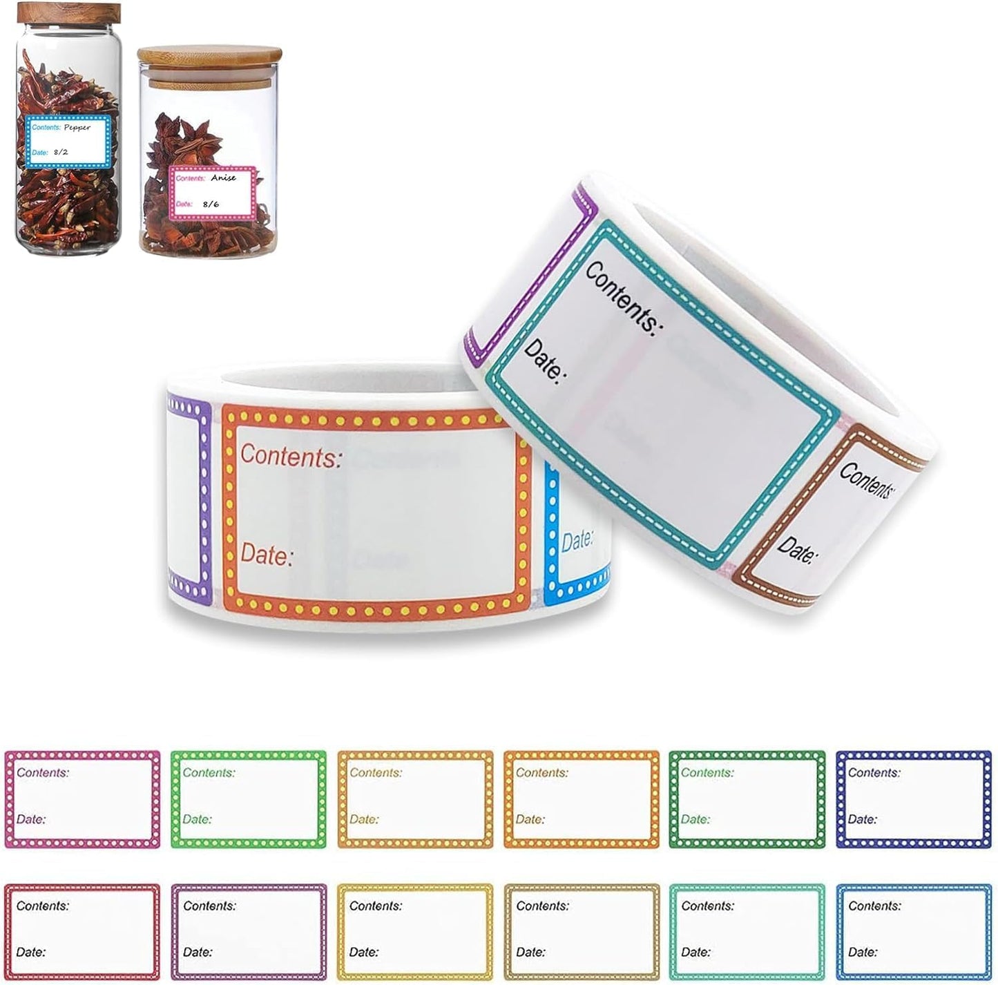 Removable Freezer Labels, 1 X 1.6in Food Date Stickers for Food Containers 1000pcs Refrigerator Food Storage Labels Kitchen Freezer Tape to Write On No-Residue Easy Peel Off