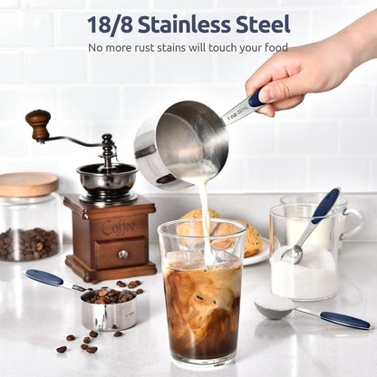 U-Taste 12 Piece Measuring Cups and Spoons Set in 18/8 Stainless Steel : 7 Measuring Cups & 5 Measuring Spoons
