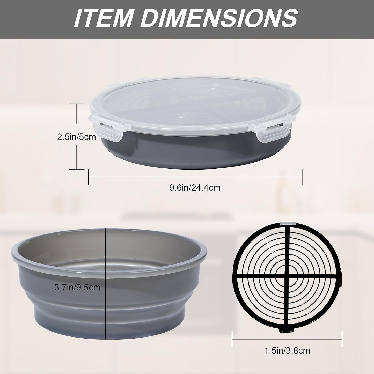 FJNATINH Collapsible Batter Bowl - Mess Free Better Breader Shaker Bowl with Lid Breading Shaker Container for Fried Fish, Fried Chicken, Onion Rings & More,No Leak,Easy to Store,Light Blue