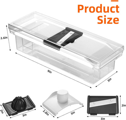 Mandoline Vegetable Slicer with Container, 4 Blades and Juicer