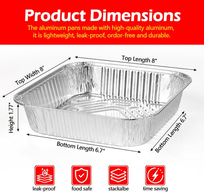 9x13 Aluminum Foil Pans with Lid, 10 Pack Disposable Trays Half Size Heavy Duty Tin Pans Deep Food Containers For Cooking, Meal Prep, Baking, Roasting, Chafing, Heating or Steam Table